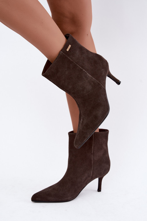 Botas de camurça com saltos finos e isolamento, slip-on Big Star UU274492 castanhas