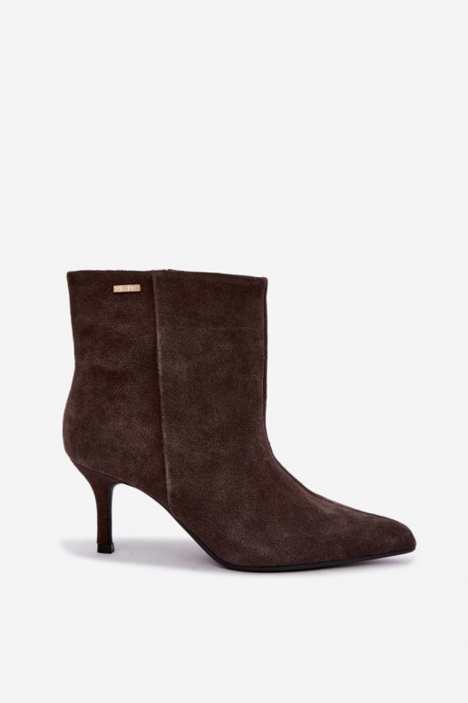 Botas de camurça com saltos finos e isolamento, slip-on Big Star UU274492 castanhas