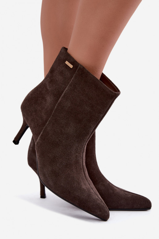 Botas de camurça com saltos finos e isolamento, slip-on Big Star UU274492 castanhas