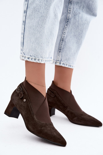 Botins de camurça quentes com salto Tai turiciejka K7691-02 cor chocolate 2