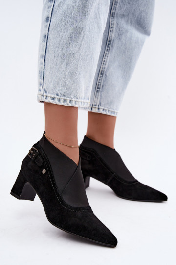 Botins de camurça quentes com salto Tai turiciejka K7691-01 cor preta 2