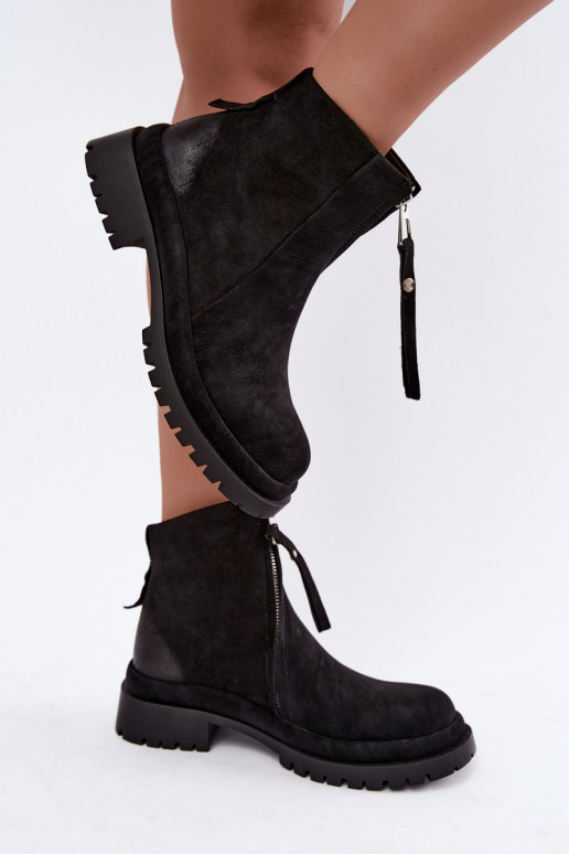 Sapatos de camurça isolados para mulheres Tai turiciejka K7732-01 cor preta