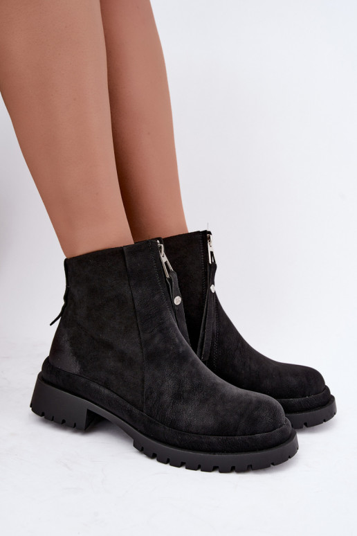 Sapatos de camurça isolados para mulheres Tai turiciejka K7732-01 cor preta
