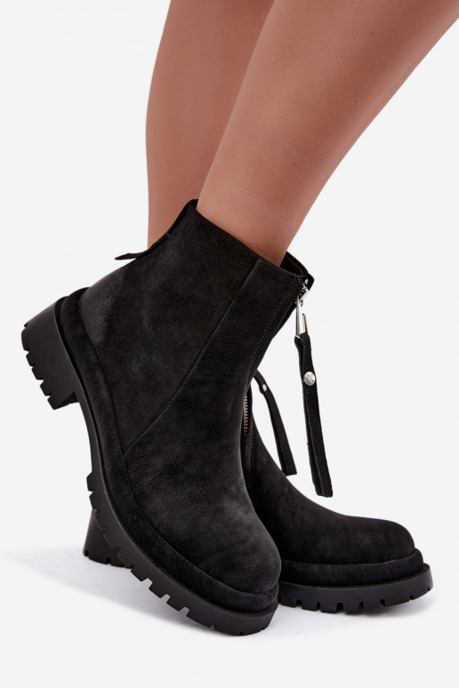Sapatos de camurça isolados para mulheres Tai turiciejka K7732-01 cor preta