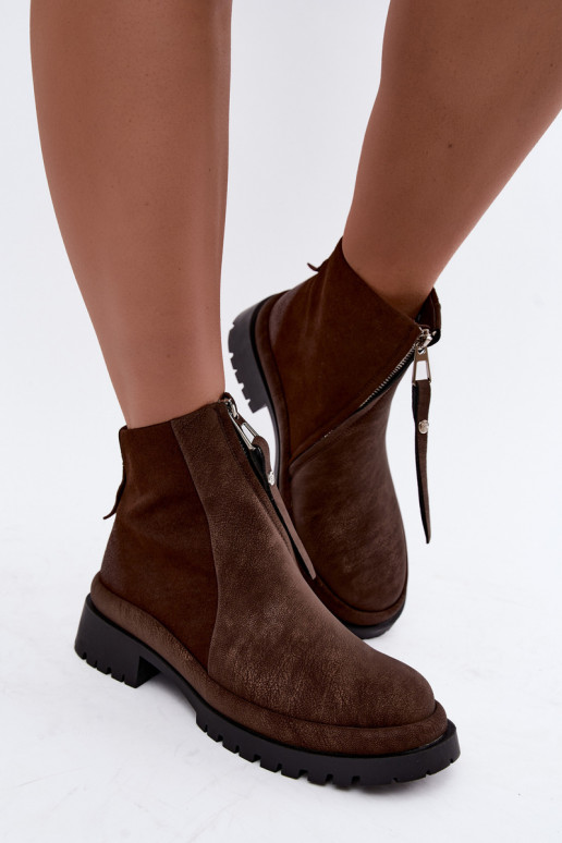 Sapatos de camurça isolados para mulheres Tai turiciejka K7732-02 cor marrom