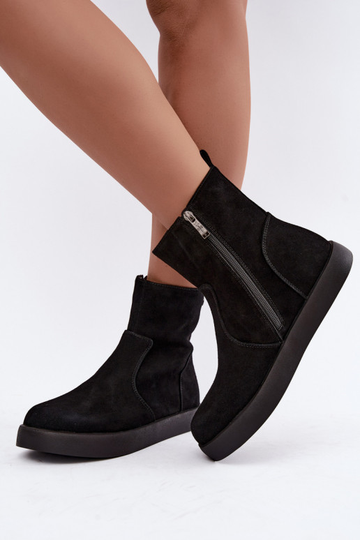 Sapatos de camurça isolados para mulheres Tai turiciejka K7800-01 cor preta