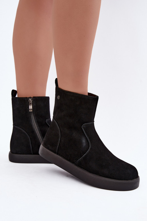 Sapatos de camurça isolados para mulheres Tai turiciejka K7800-01 cor preta