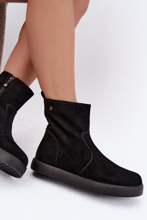 Sapatos de camurça isolados para mulheres Tai turiciejka K7800-01 cor preta