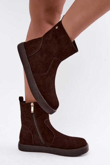 Sapatos de camurça isolados para mulheres Tai turiciejka K7800-02 cor chocolate 2