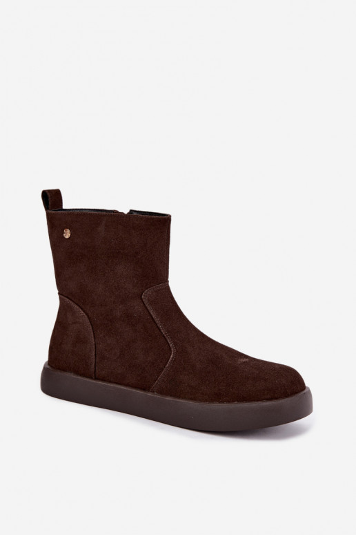 Sapatos de camurça isolados para mulheres Tai turiciejka K7800-02 cor chocolate