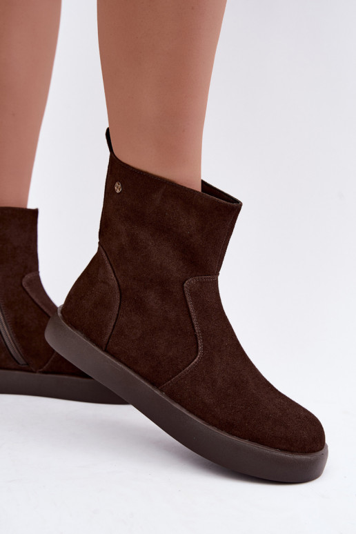 Sapatos de camurça isolados para mulheres Tai turiciejka K7800-02 cor chocolate