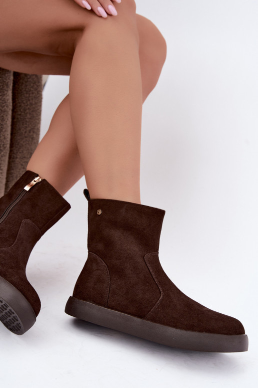 Sapatos de camurça isolados para mulheres Tai turiciejka K7800-02 cor chocolate