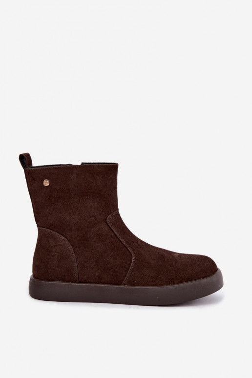 Sapatos de camurça isolados para mulheres Tai turiciejka K7800-02 cor chocolate