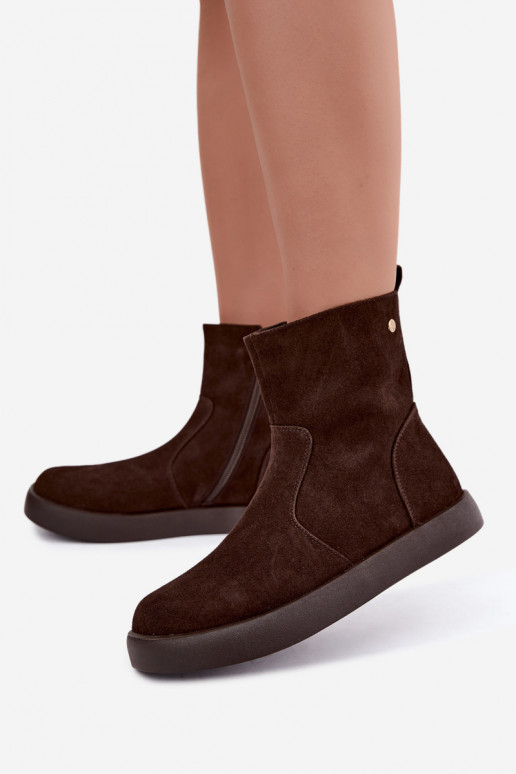Sapatos de camurça isolados para mulheres Tai turiciejka K7800-02 cor chocolate