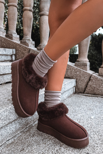 Botas de neve com plataforma e pelo Big Star UU274203 em chocolate