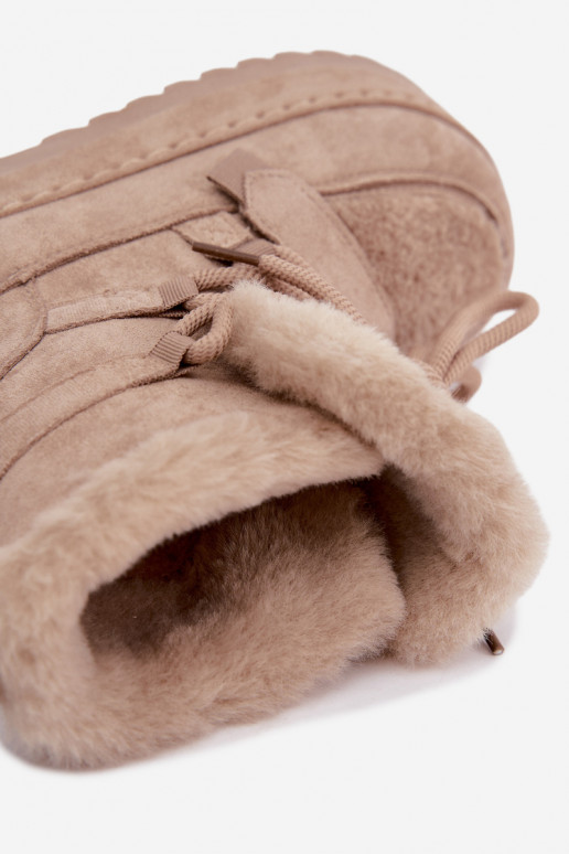 Botas de inverno cor de areia com atacadores na plataforma Coraliah