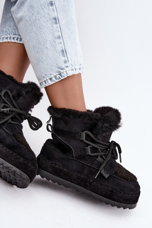 Botas de inverno pretas com atacadores na plataforma Coraliah