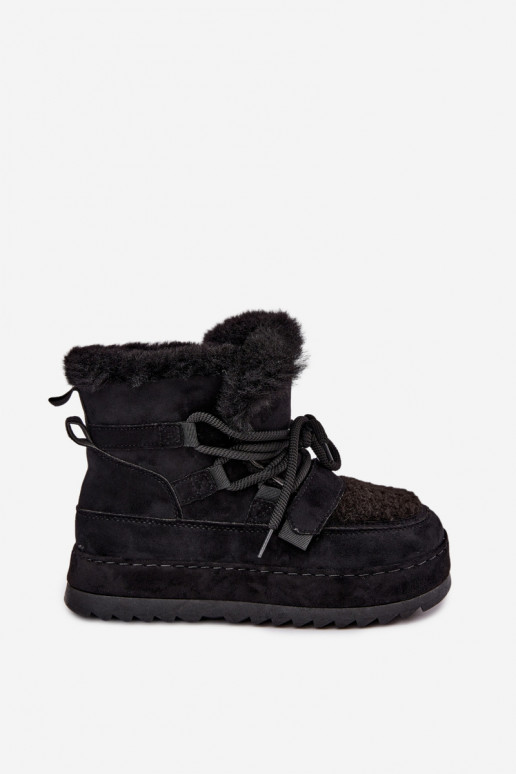 Botas de inverno pretas com atacadores na plataforma Coraliah