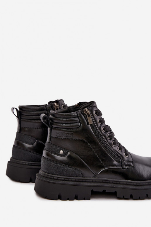 Botas de couro pretas isoladas para homens Big Star UU174242