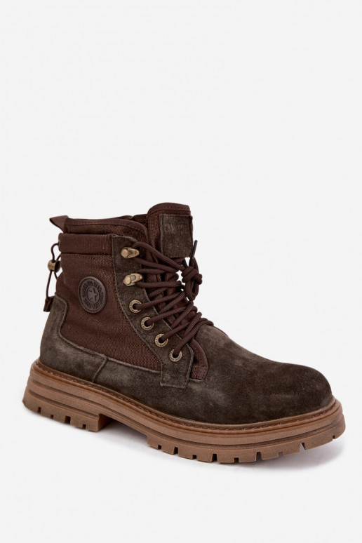 Botas de camurça castanhas escuras para homens Big Star UU174254