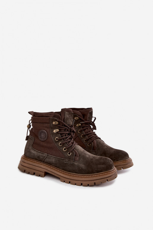 Botas de camurça castanhas escuras para homens Big Star UU174254