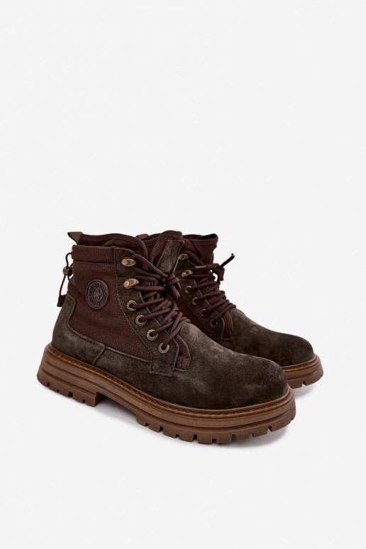 Botas de camurça castanhas escuras para homens Big Star UU174254