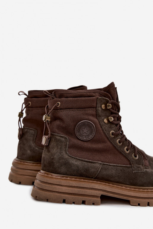 Botas de camurça castanhas escuras para homens Big Star UU174254