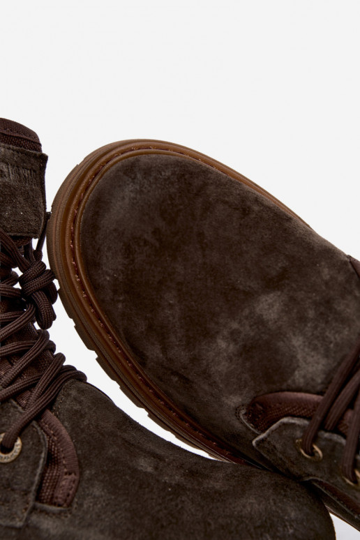 Botas de camurça castanhas escuras para homens Big Star UU174254
