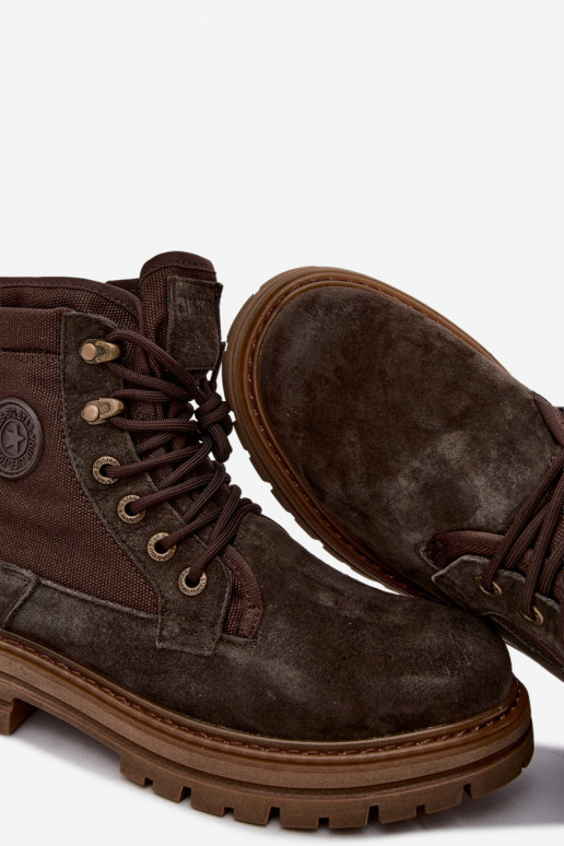 Botas de camurça castanhas escuras para homens Big Star UU174254