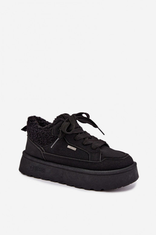 Botas de neve femininas com plataforma e pelo Big Star SS274104 em preto