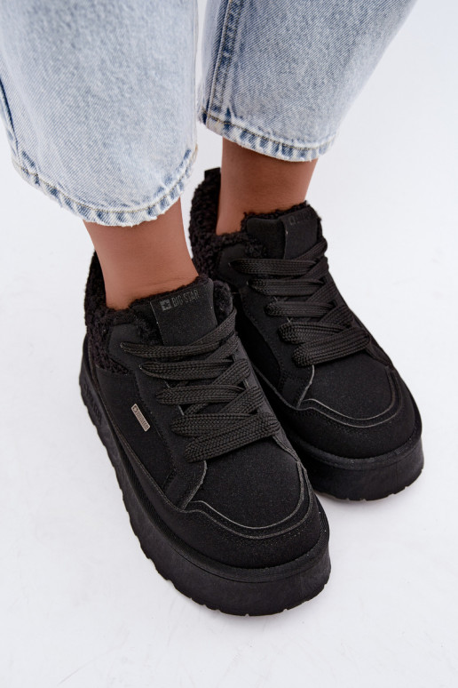 Botas de neve femininas com plataforma e pelo Big Star SS274104 em preto