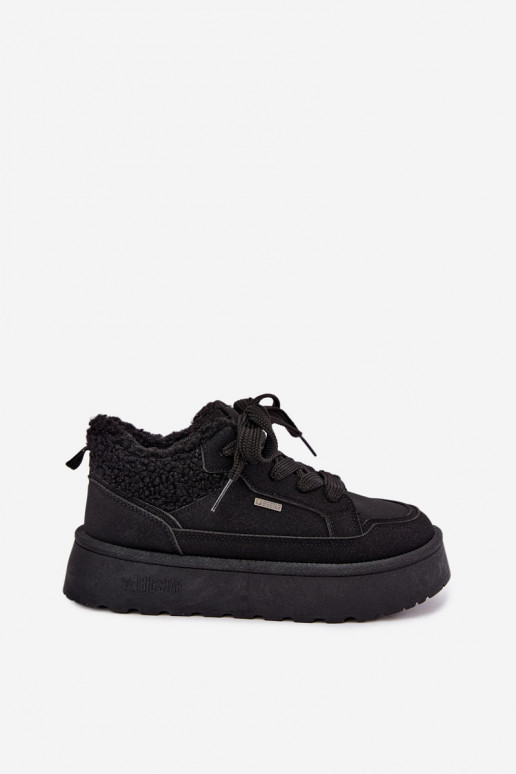 Botas de neve femininas com plataforma e pelo Big Star SS274104 em preto