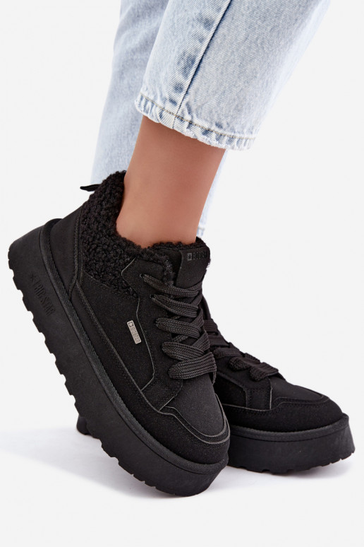 Botas de neve femininas com plataforma e pelo Big Star SS274104 em preto