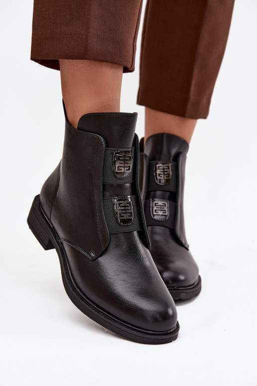 Botins isolados pretos de salto baixo femininos Tavressa