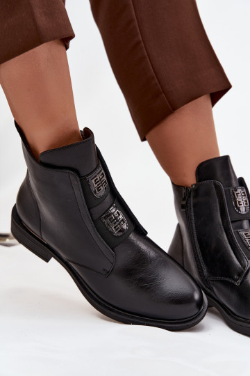 Botins isolados pretos de salto baixo femininos Tavressa 2