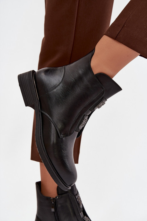 Botins isolados pretos de salto baixo femininos Tavressa