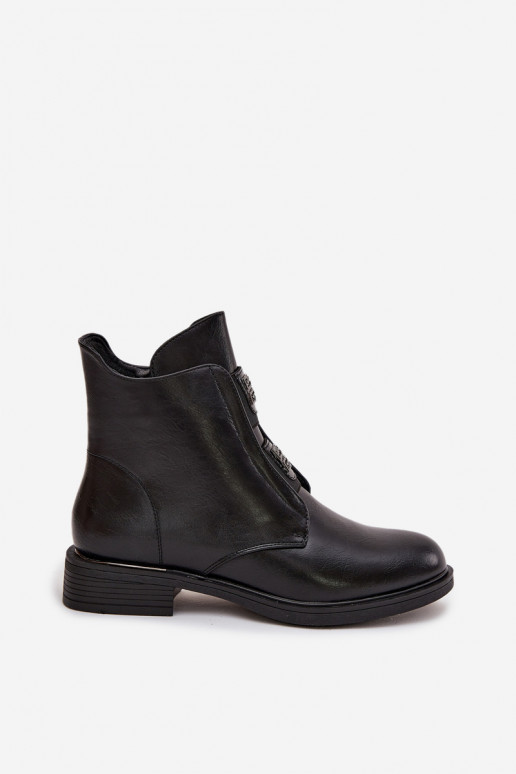 Botins isolados pretos de salto baixo femininos Tavressa