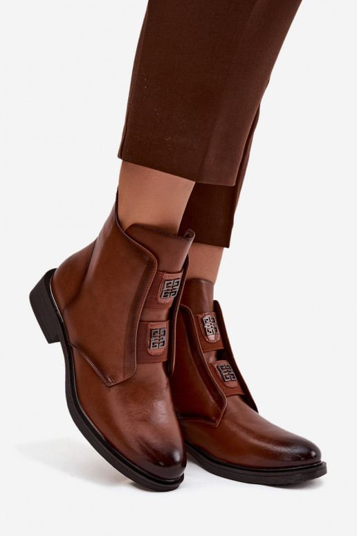 Botins isolados marrons de salto baixo femininos Tavressa