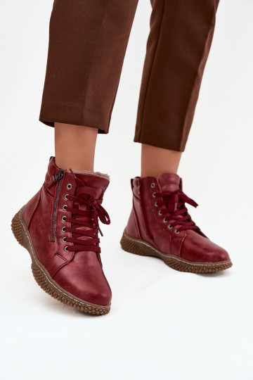 Botins isolados em bordô com pelo sintético por dentro feminino Ulverina