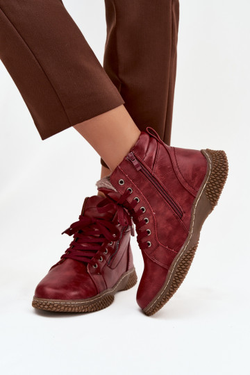Botins isolados em bordô com pelo sintético por dentro feminino Ulverina 2