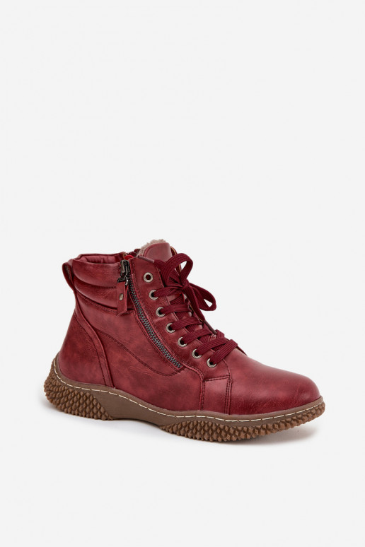 Botins isolados em bordô com pelo sintético por dentro feminino Ulverina
