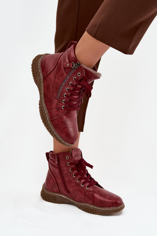 Botins isolados em bordô com pelo sintético por dentro feminino Ulverina