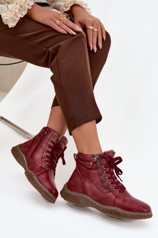 Botins isolados em bordô com pelo sintético por dentro feminino Ulverina