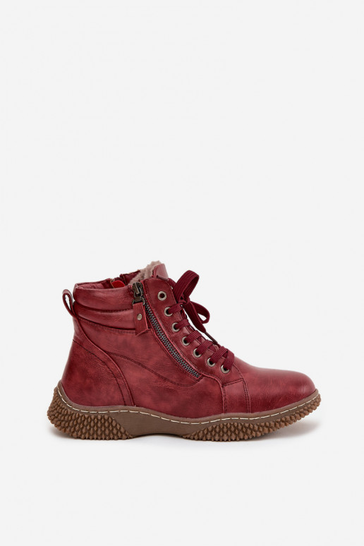 Botins isolados em bordô com pelo sintético por dentro feminino Ulverina