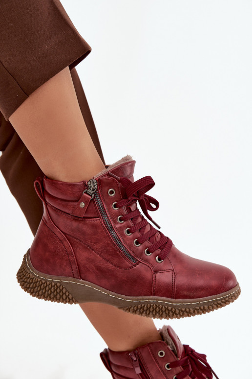 Botins isolados em bordô com pelo sintético por dentro feminino Ulverina