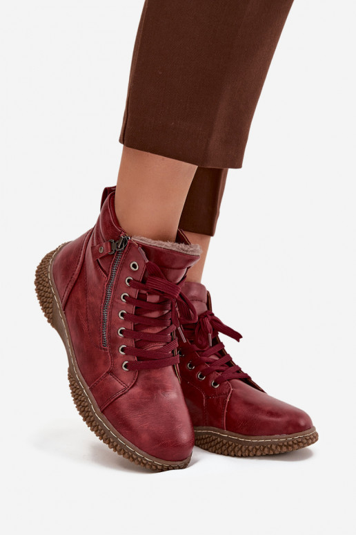 Botins isolados em bordô com pelo sintético por dentro feminino Ulverina
