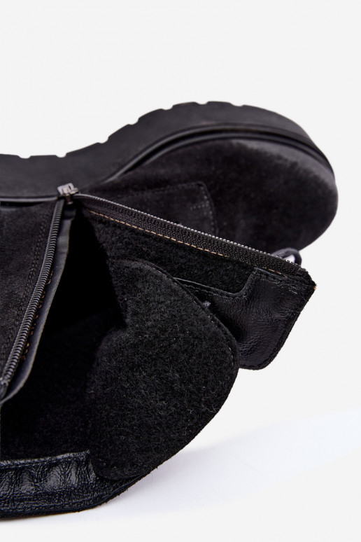 Botins pretos femininos com plataforma Zazoo 60499