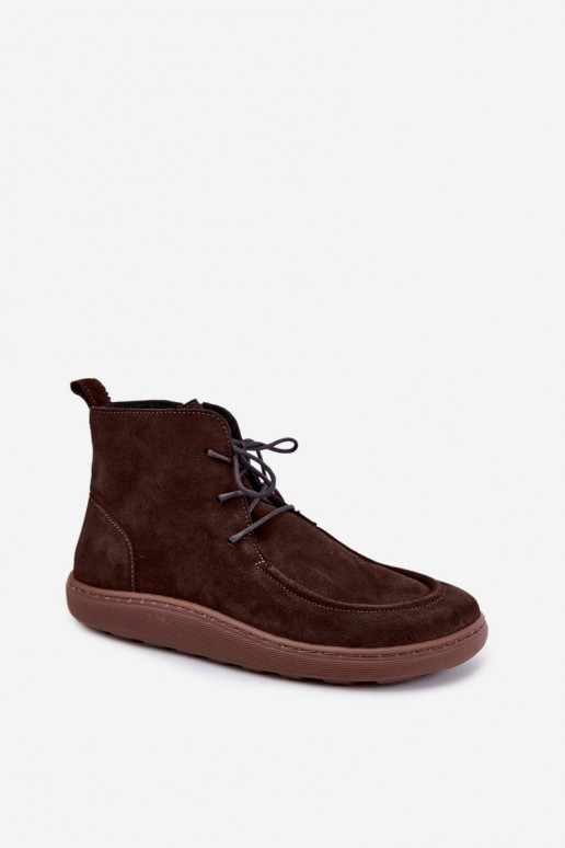 Botins de camurça natural para mulheres com contas Zazoo 30078