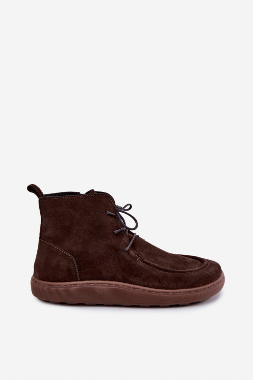 Botins de camurça natural para mulheres com contas Zazoo 30078