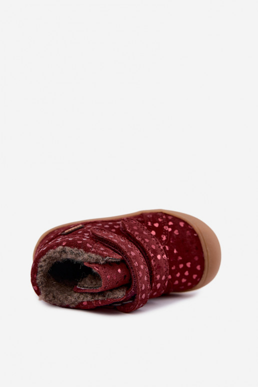 Botas de inverno em camurça para crianças com corações Froddo G2110138-28 cor bordô